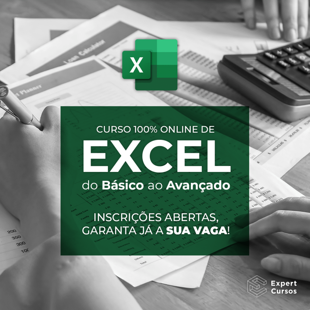 portada de opiniões e formação online Excel com o titulo bem grande bem no meio da imagem